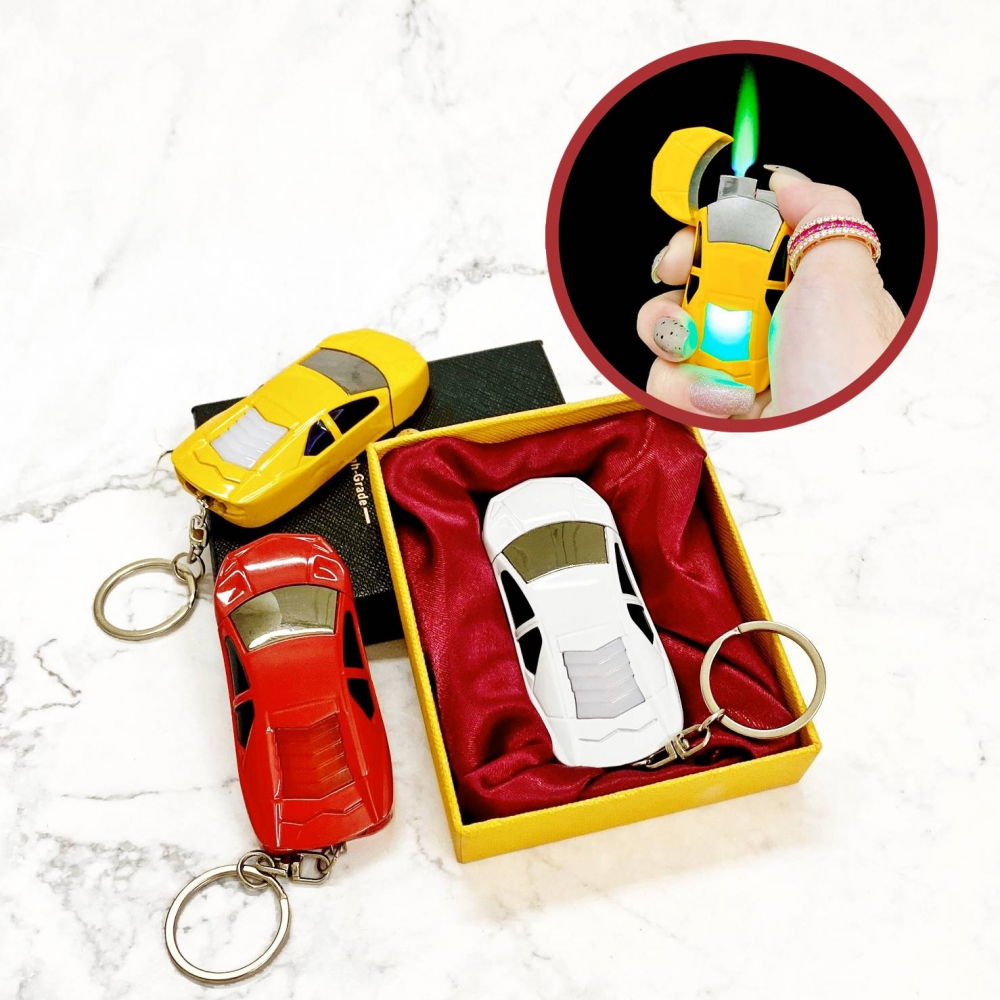 Bật lửa khè móc khóa hình xe hơi có đèn có hộp