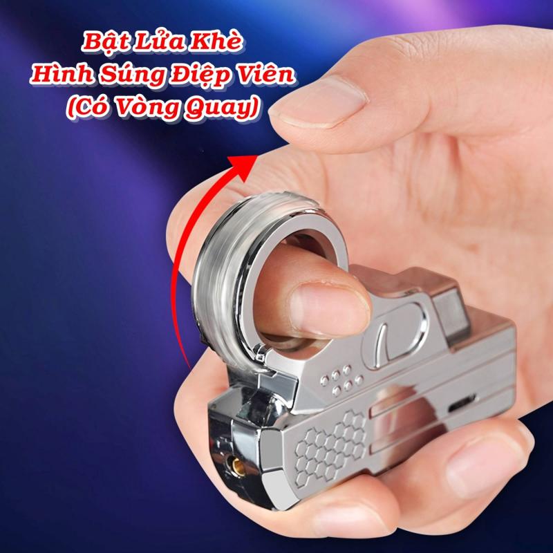 Bật lửa hình súng điệp viên có vòng xoay