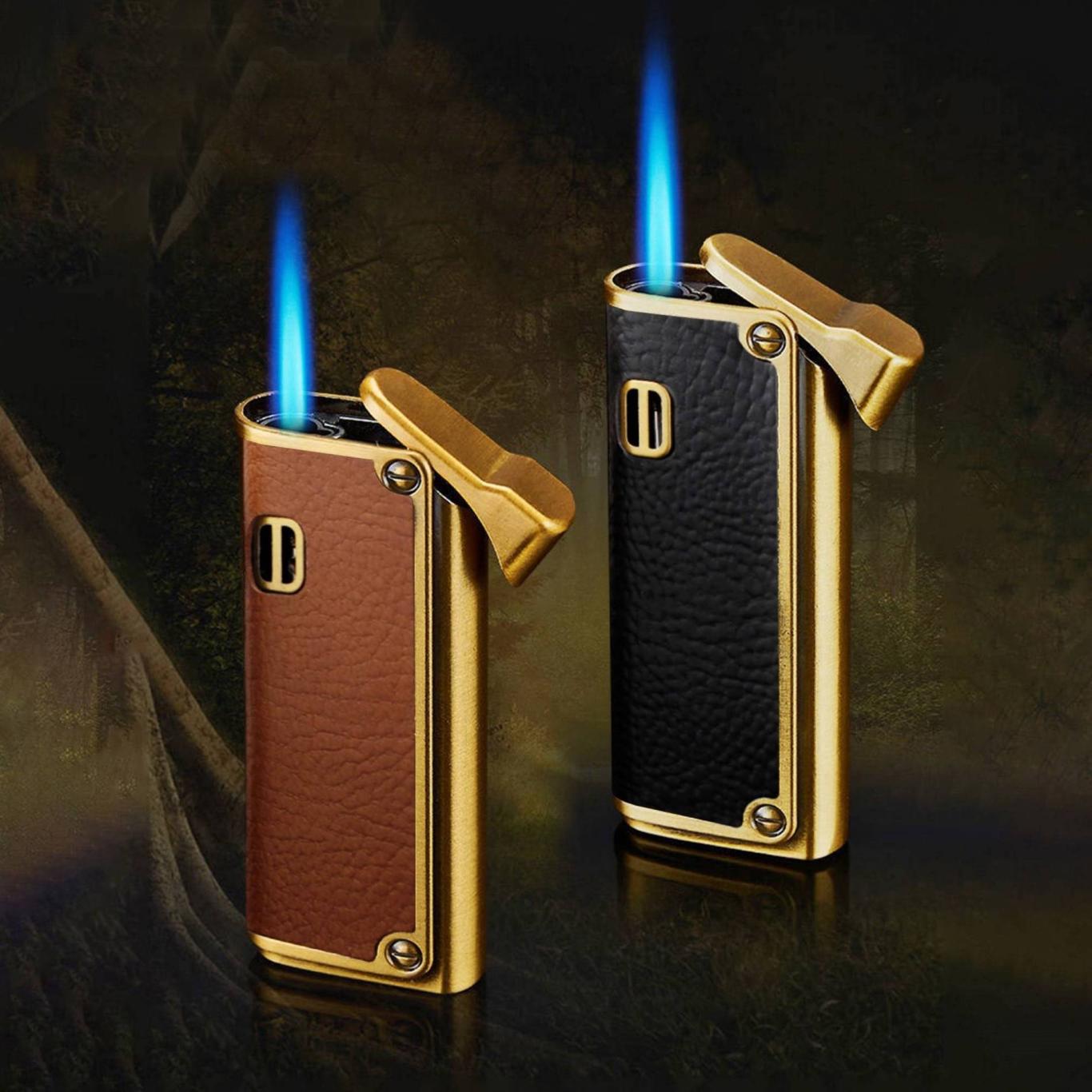 Bật lửa kim loại bọc da lửa khò xài gas