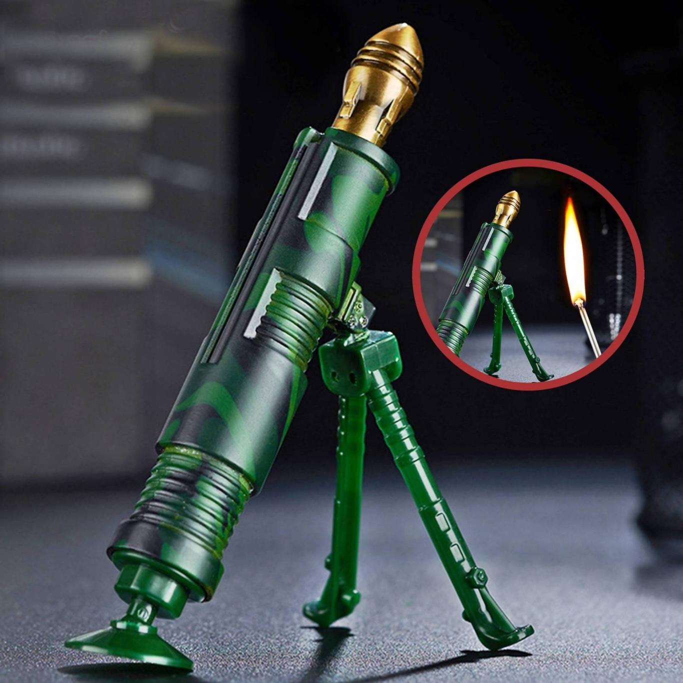 Bật lửa hình súng cối quân đội kim loại xài xăng