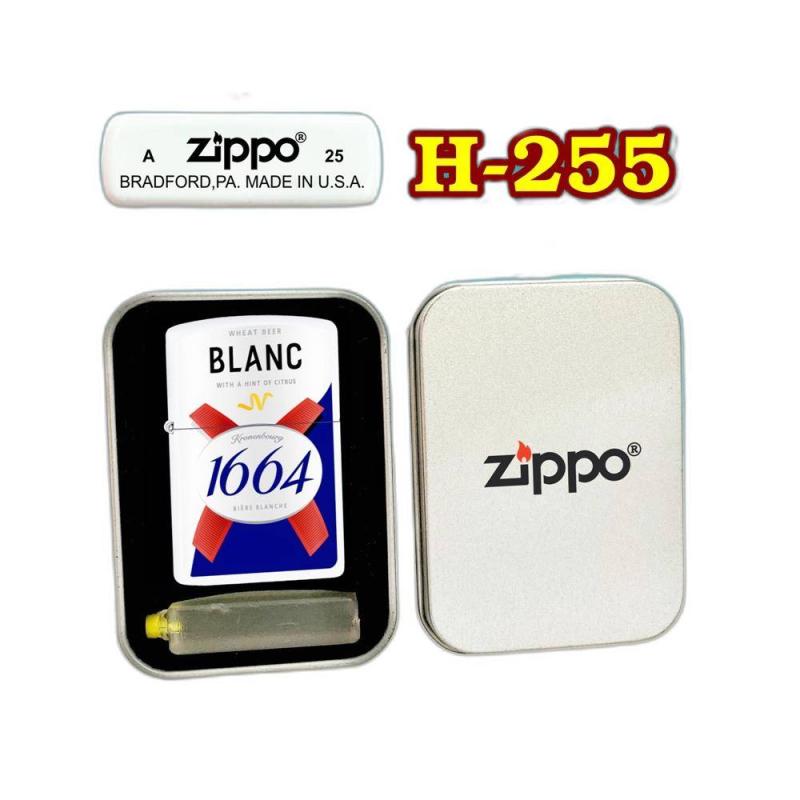 Bật lửa Zippo logo bia 1664 Blanc - hộp thiếc kèm xăng