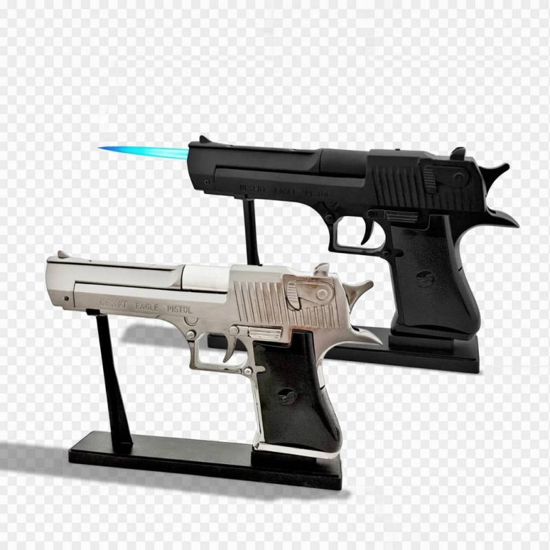 Bật lửa hình súng K54 kim loại có giá đỡ 22cm màu bạc