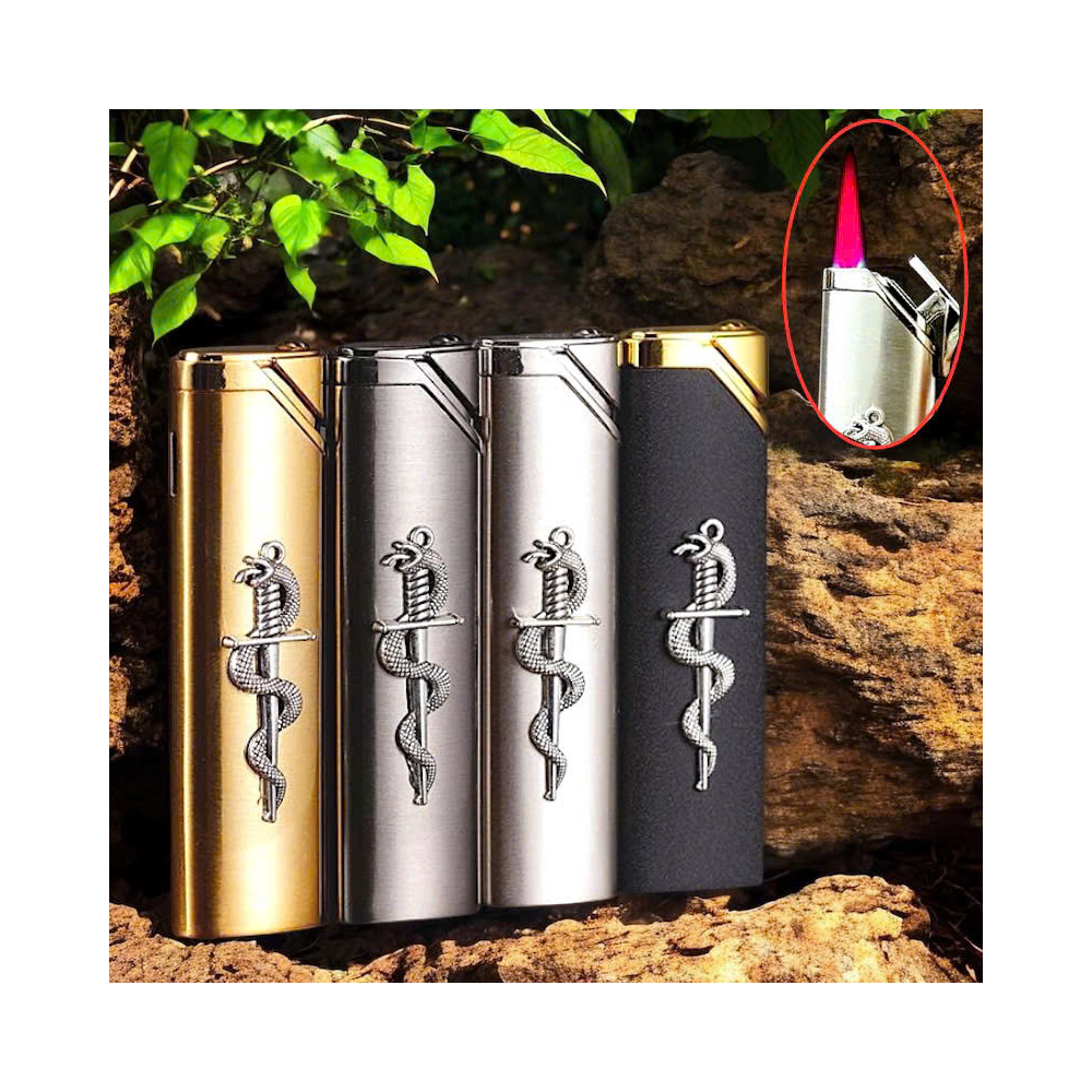 Bật lửa đính nổi hình rắn kim loại dùng gas khò