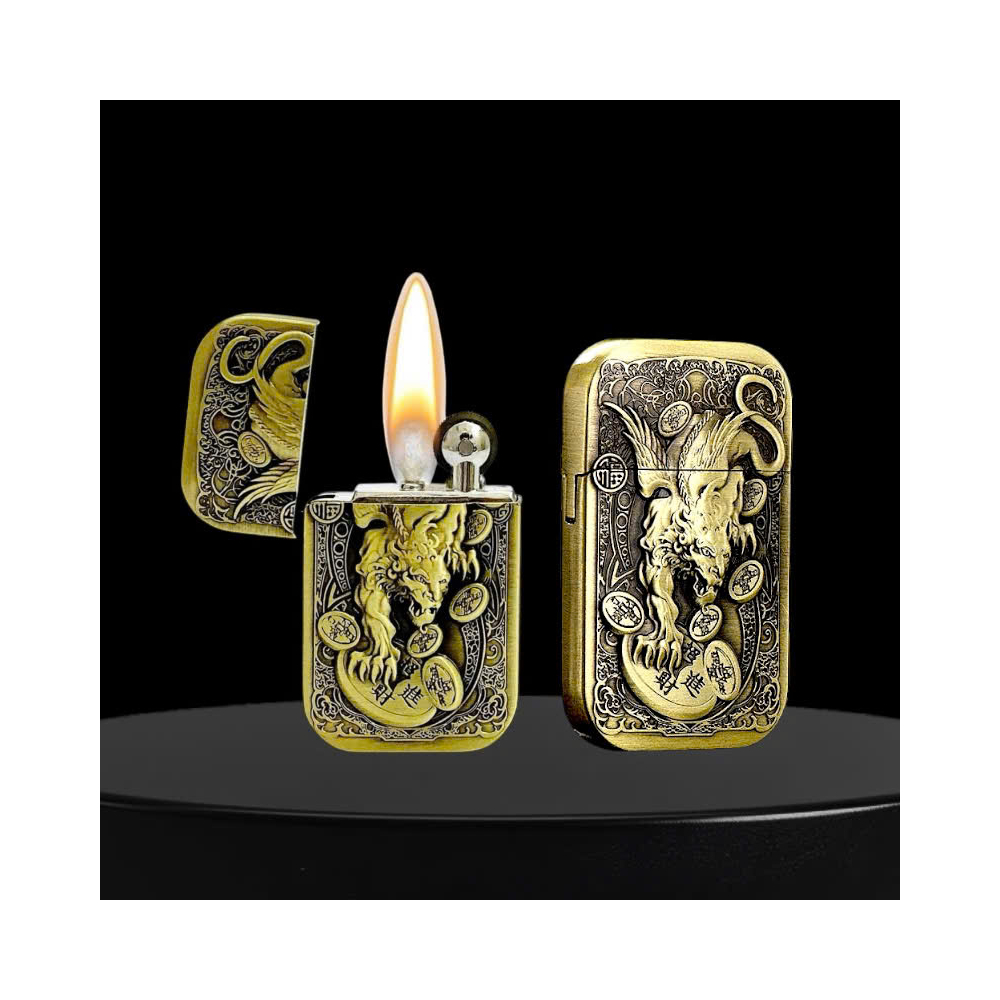 Bật lửa xăng đá Dophin hình tỳ hưu