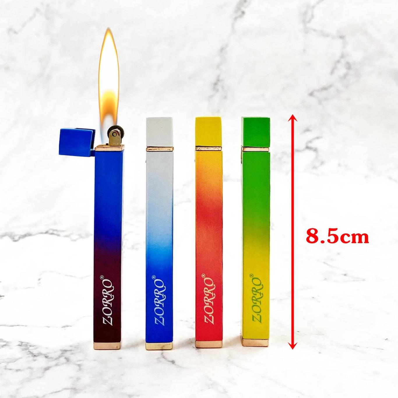 Bật lửa gas đá rãnh tay zorro z502 màu cầu vòng (có hộp) - (xài gas)