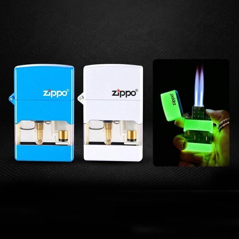 Bật lửa Zippo dạ quang gas lộ thiên 2 tia xài gas