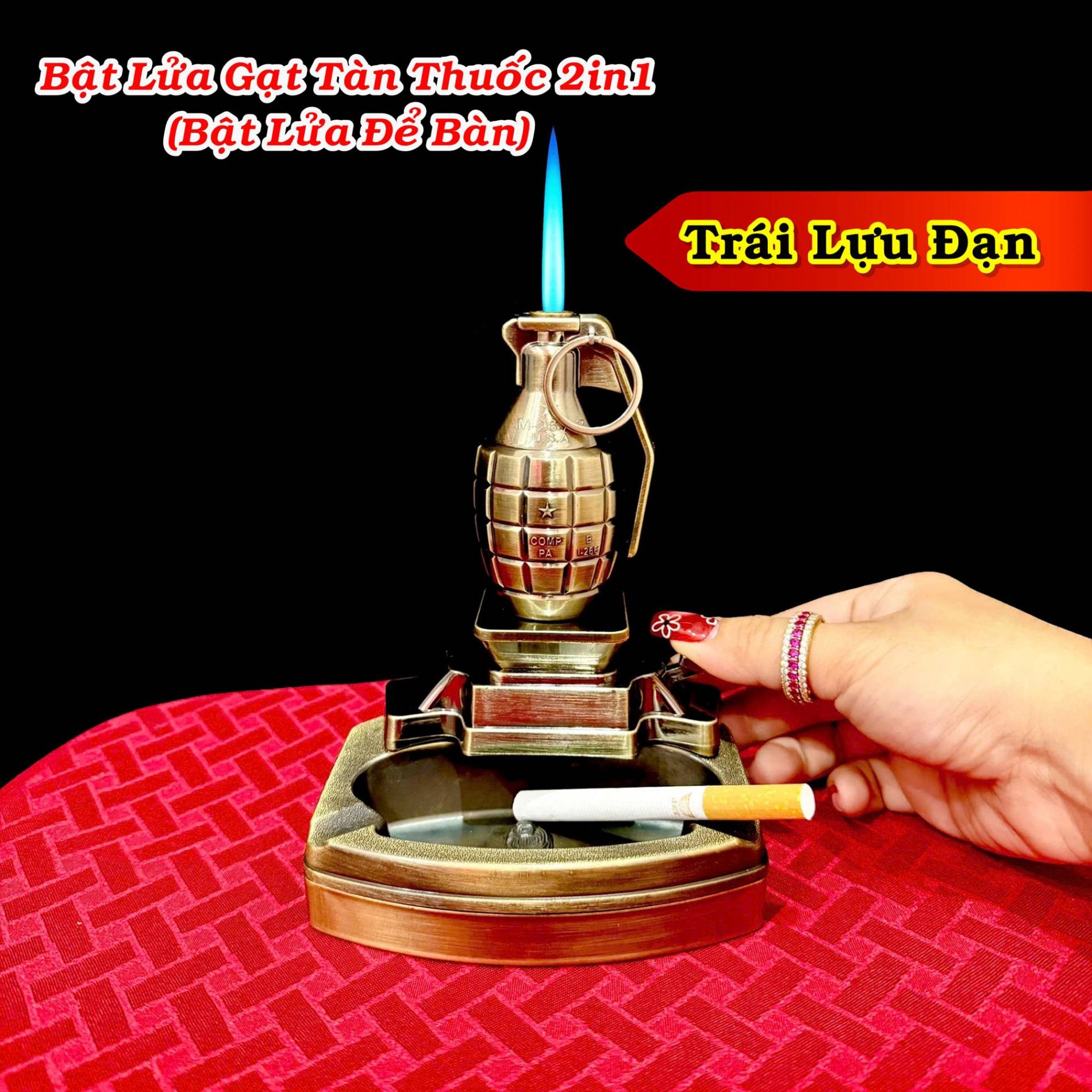 Bật lửa gạt tàn hình máy bay kiêm bật lửa để bàn xài gas
