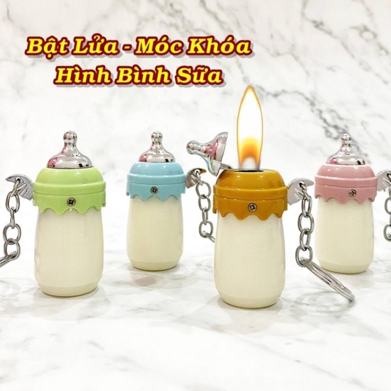 Bật lửa hình bình sữa xài gas có móc khóa