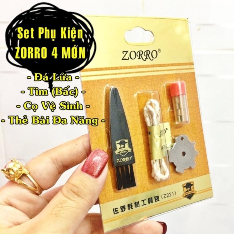 Bộ phụ kiện zorro 4 món (tim, đá lửa, cọ vệ sinh, thẻ bài đa năng)