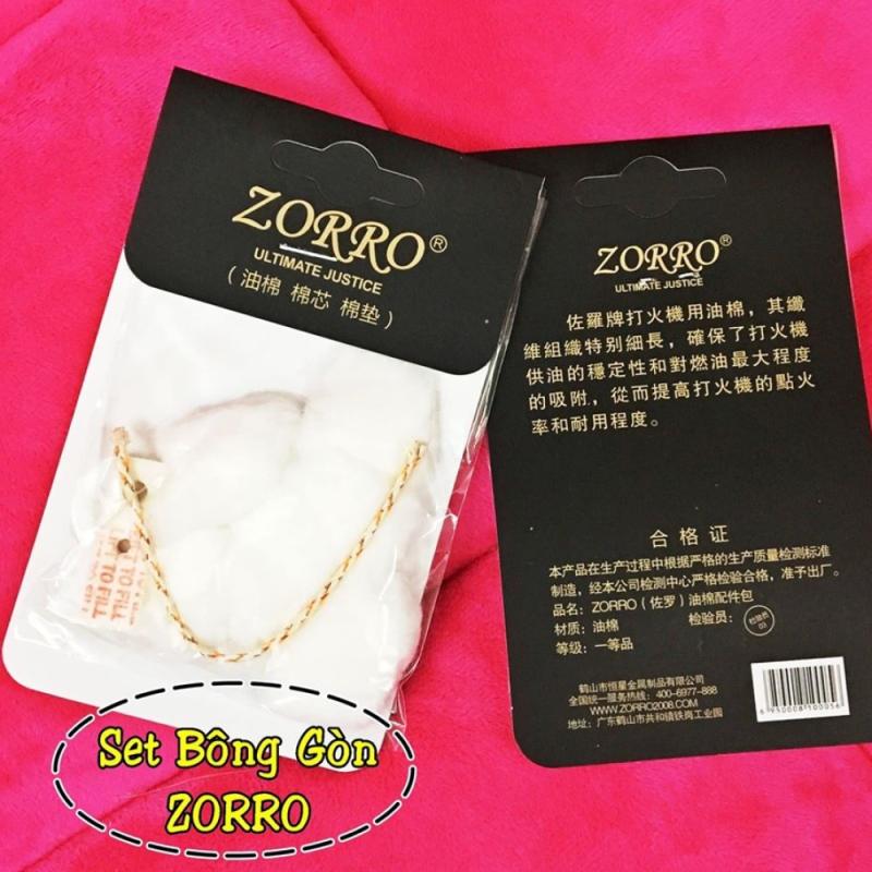 Bộ bông gòn Zorro 3 món (bông gòn - bông chặn xăng - tim)
