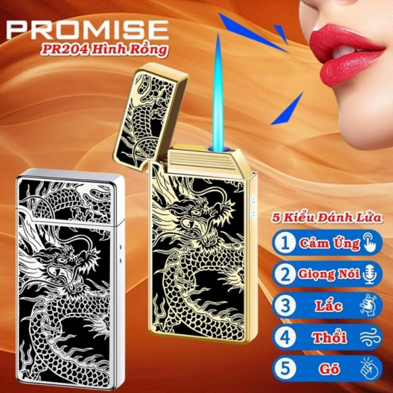 Bật lửa cảm biến giọng nói Promise 204 hình rồng 5 kiểu đánh lửa xài gas + sạc điện