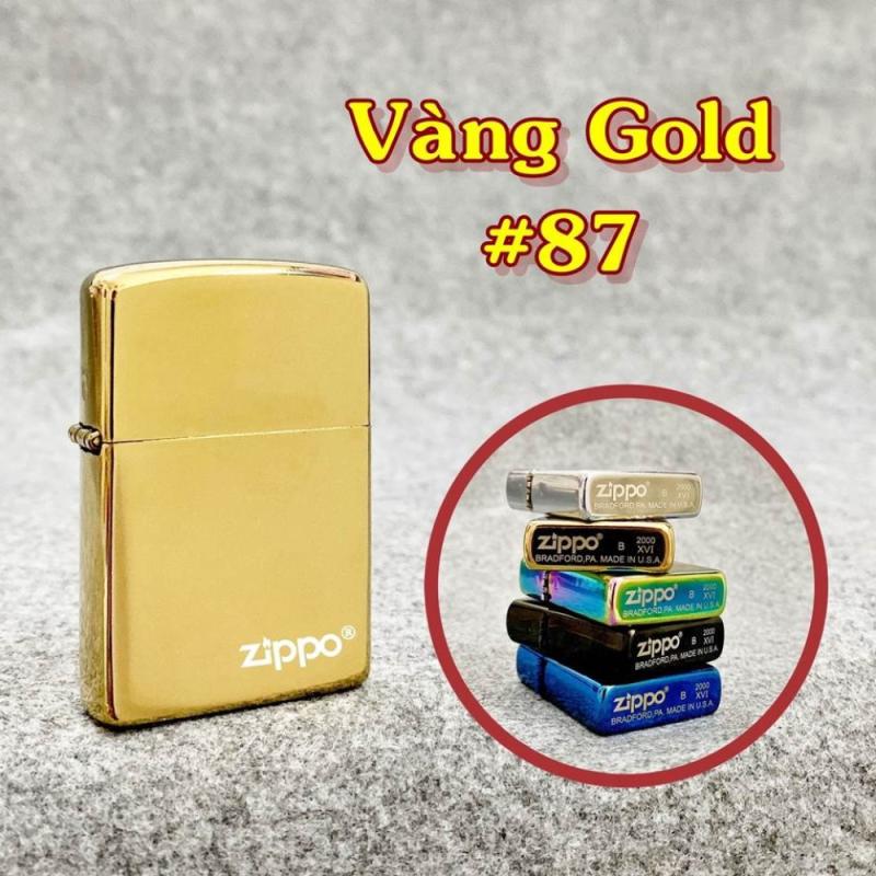 Bật lửa Zippo trơn bóng màu vàng gold xài xăng