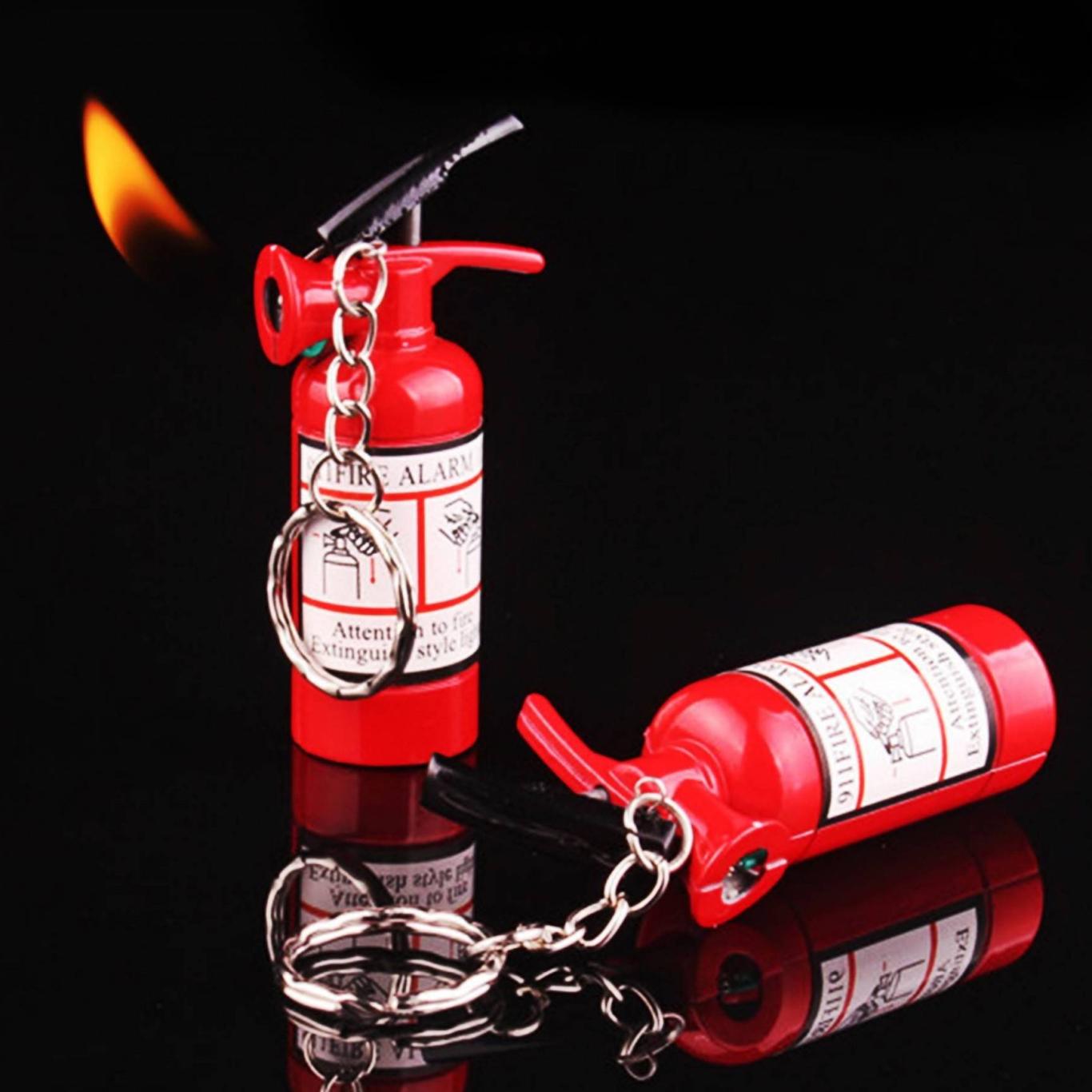 Bật lửa hình bình chữa cháy kim loại xài gas có móc khóa