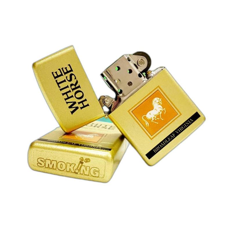 Bật lửa Zippo gói thuốc lá con ngựa trắng white horse xài xăng