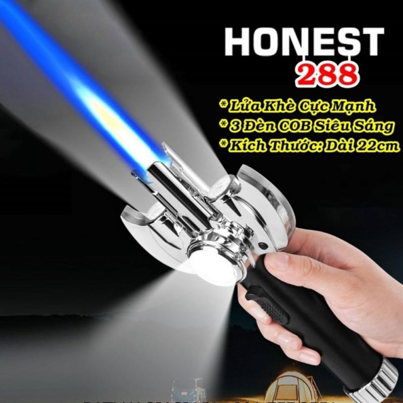 Kiếm lửa tự vệ Honest 288 lửa khè cực mạnh có 3 đèn siêu sáng kim loại xài gas và pin
