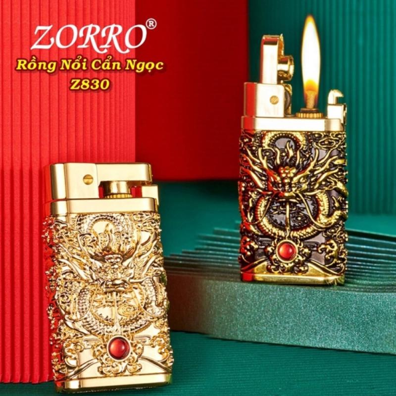 Bật lửa zorro xăng đá hình rồng nổi cẩn ngọc z830 - (xài xăng)