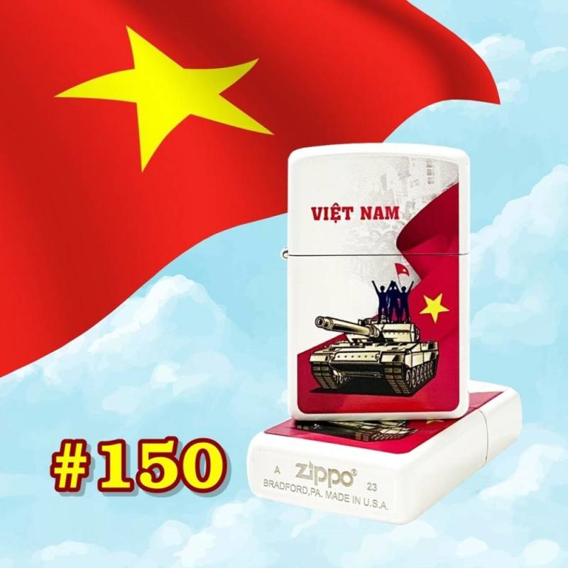 Bật lửa Zippo sơn tĩnh điện Việt Nam chiến thắng có mộc đáy