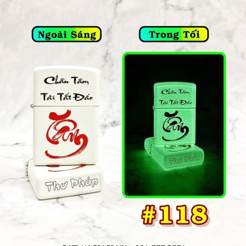 Zippo dạ quang chữ thư pháp - Tâm Tài Tất Đáo