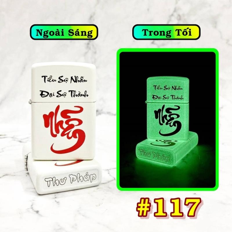 Zippo dạ quang chữ thư pháp - Nhẫn