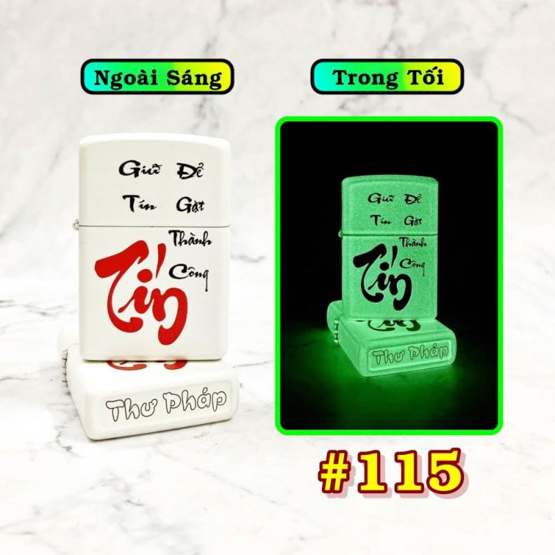 Bật lửa Zippo dạ quang chữ thư pháp - Tín