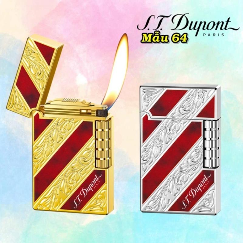 Bật lửa Dupont sơn mài phủ bóng hoa văn xéo 2 màu đỏ