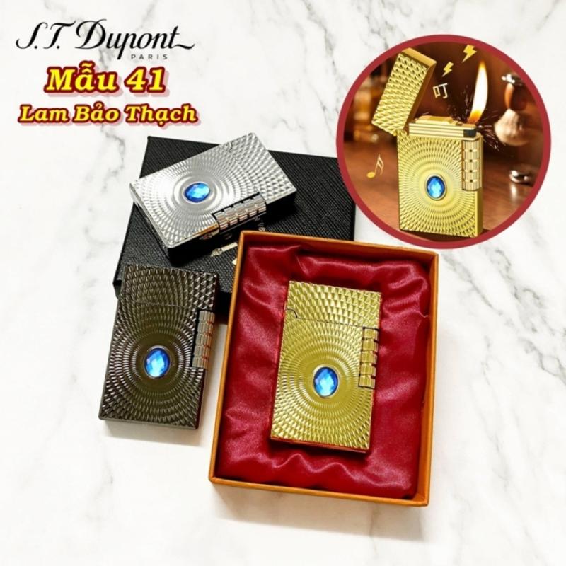 Bật lửa dupont lốc xoáy cẩn ngọc lam m-41 có hộp gas