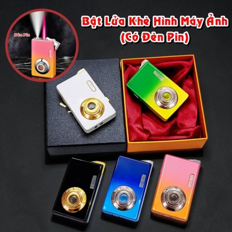 Bật lửa hình máy chụp hình (có đèn pin) kim loại (có hộp) - (xài gas)