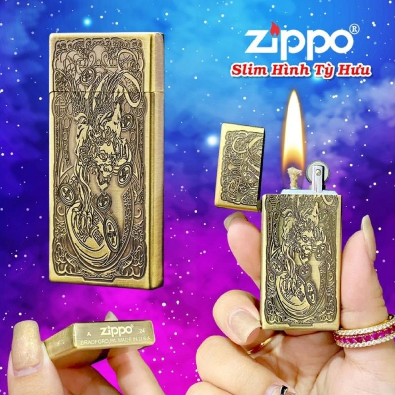 Bật lửa zippo hình tỳ hưu giữ tiền - (xài xăng)