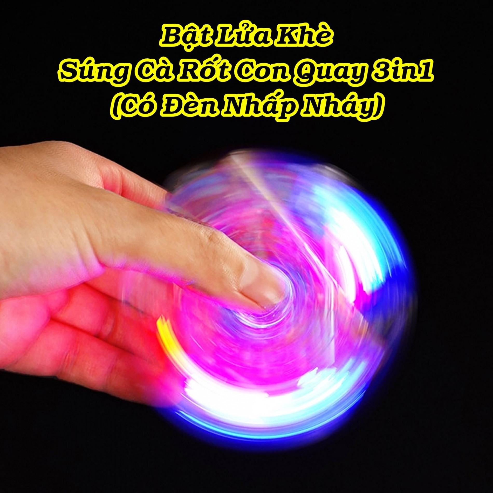 Bật lửa khò hình súng con quay trong suốt 3 IN 1